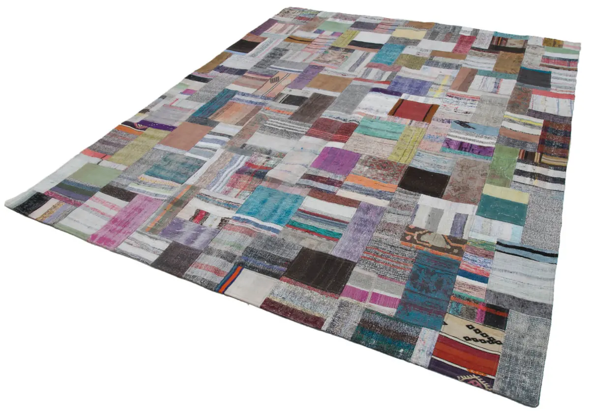 Chaput Patchwork Multi Renk Pamuk Üzerine Yün El Dokuma Kilim-247x306 - Görsel 3