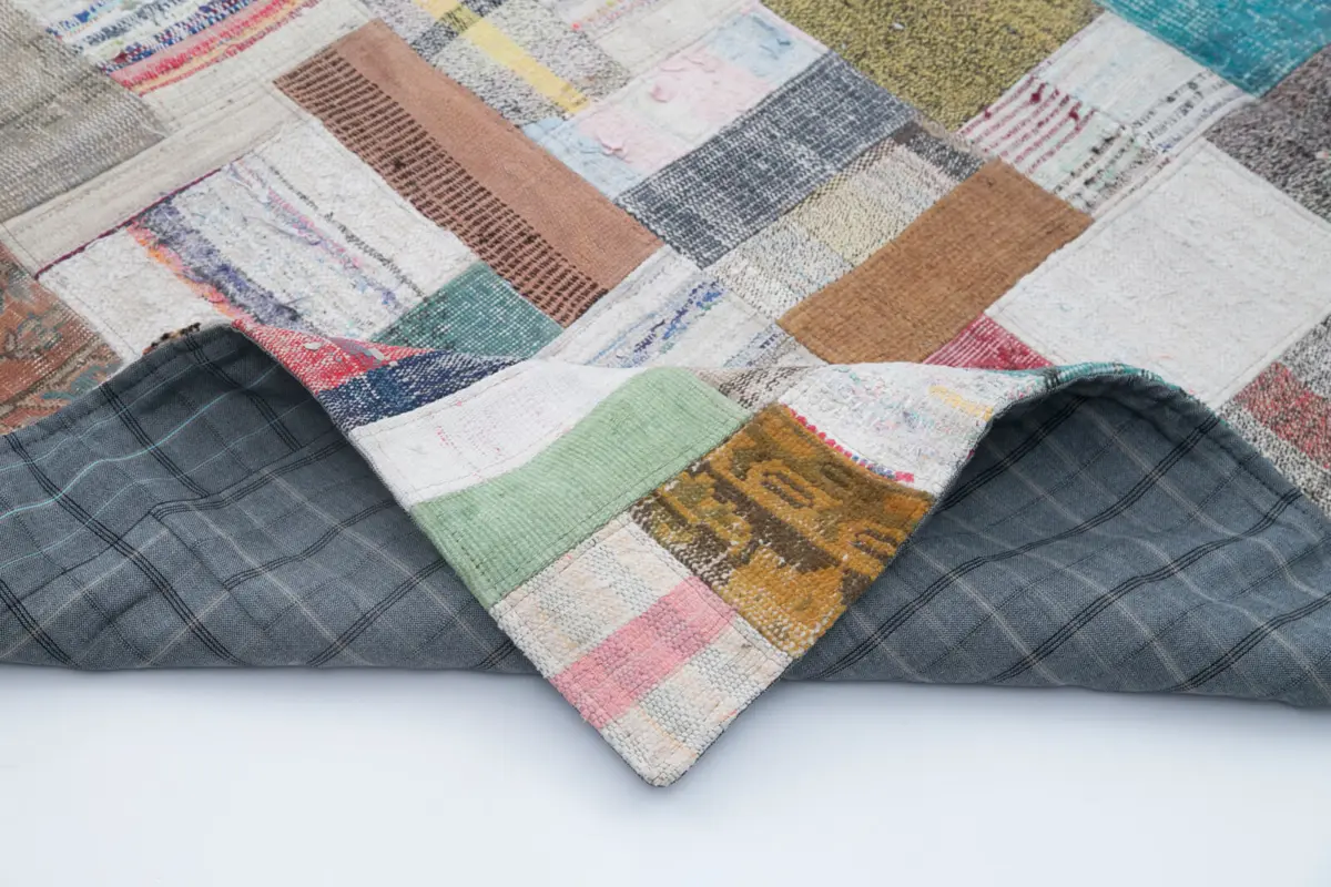 Chaput Patchwork Multi Renk Pamuk Üzerine Yün El Dokuma Kilim-247x306 - Görsel 5