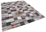 Chaput Patchwork Multi Renk Pamuk Üzerine Yün El Dokuma Kilim-242x300 - Görsel 2