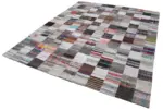 Chaput Patchwork Multi Renk Pamuk Üzerine Yün El Dokuma Kilim-242x300 - Görsel 3