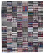 Chaput Patchwork Multi Renk Pamuk Üzerine Yün El Dokuma Kilim-240x298