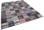 Chaput Patchwork Multi Renk Pamuk Üzerine Yün El Dokuma Kilim-240x298 - Görsel 2