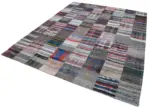 Chaput Patchwork Multi Renk Pamuk Üzerine Yün El Dokuma Kilim-240x298 - Görsel 3