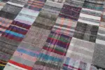 Chaput Patchwork Multi Renk Pamuk Üzerine Yün El Dokuma Kilim-240x298 - Görsel 6