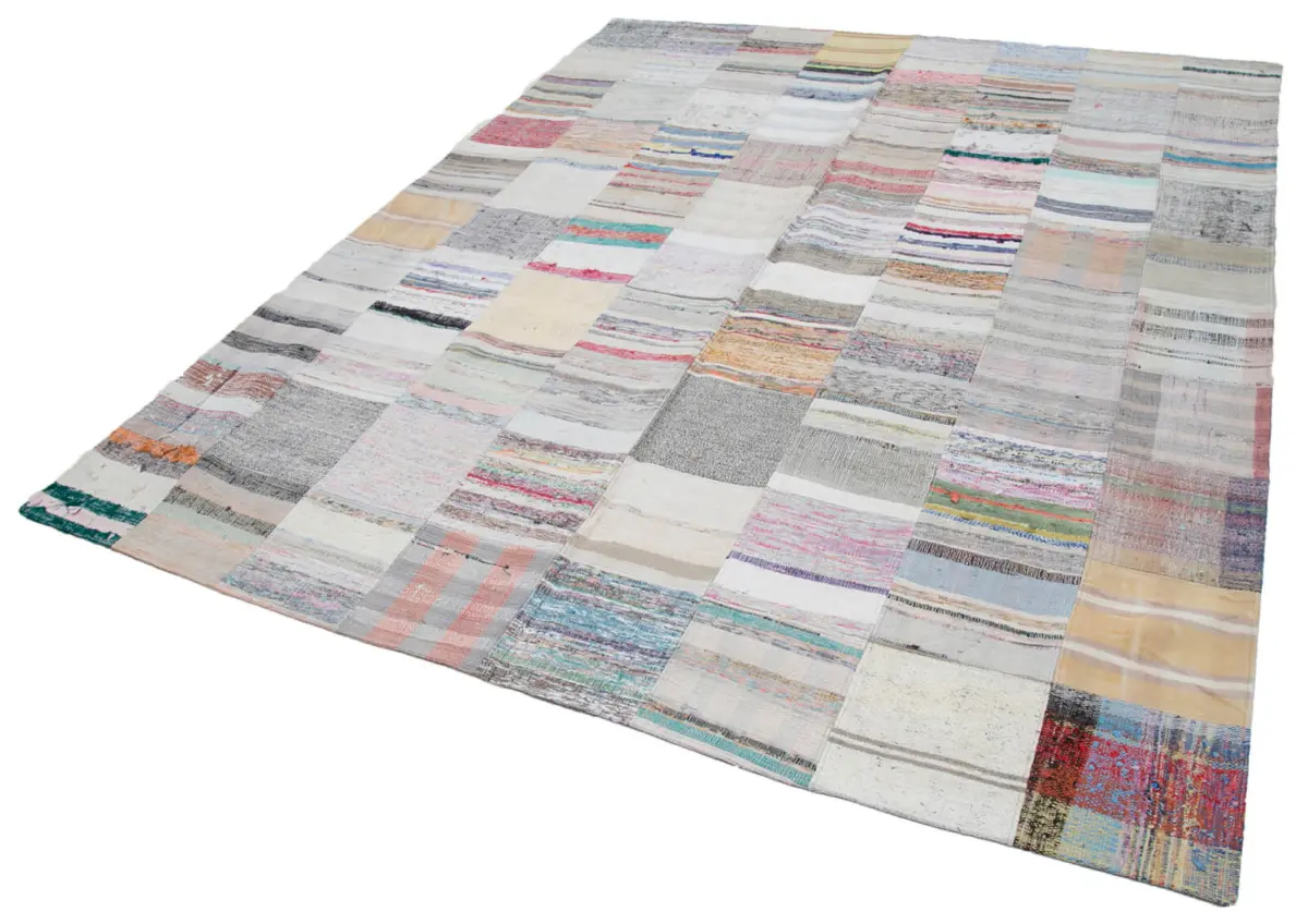 Chaput Patchwork Multi Renk Pamuk Üzerine Yün El Dokuma Kilim-241x300 - Görsel 3