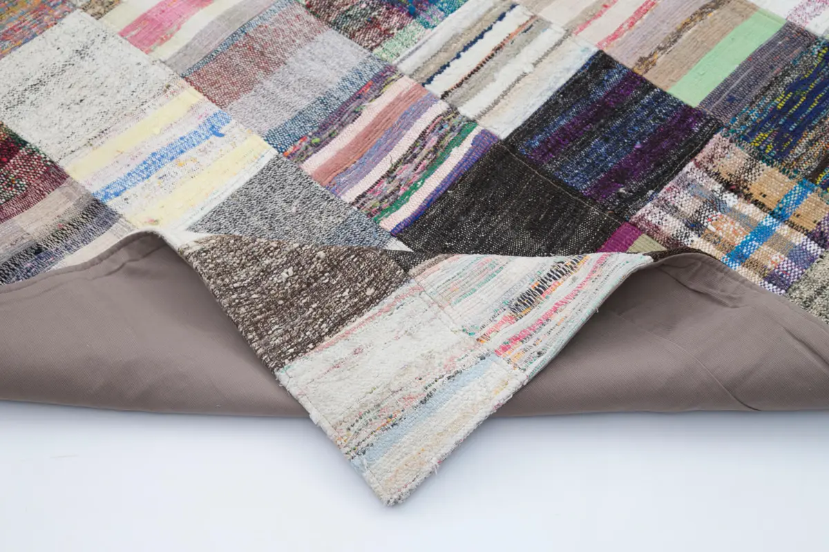 Chaput Patchwork Multi Renk Pamuk Üzerine Yün El Dokuma Kilim-241x300 - Görsel 5