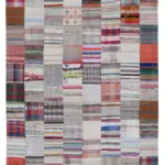 Chaput Patchwork Multi Renk Pamuk Üzerine Yün El Dokuma Kilim-237x299