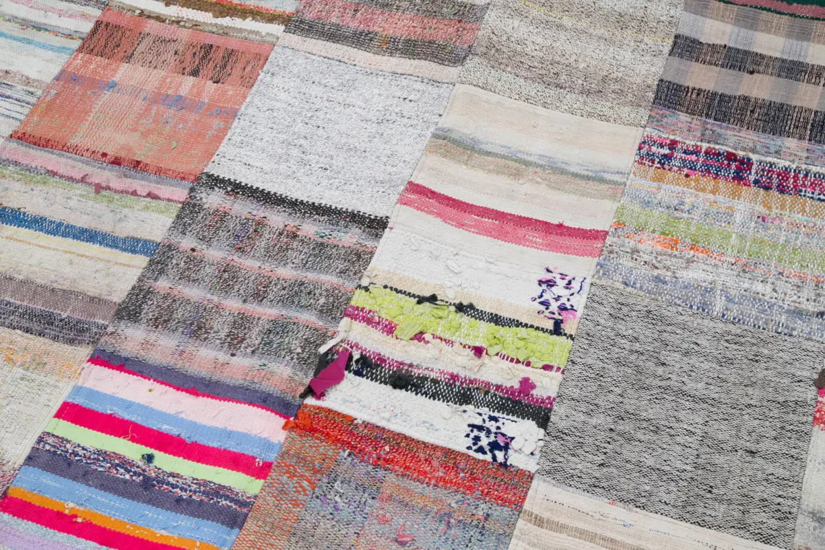 Chaput Patchwork Multi Renk Pamuk Üzerine Yün El Dokuma Kilim-237x299 - Görsel 6