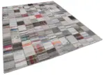 Chaput Patchwork Multi Renk Pamuk Üzerine Yün El Dokuma Kilim-242x305 - Görsel 2