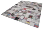 Chaput Patchwork Multi Renk Pamuk Üzerine Yün El Dokuma Kilim-242x305 - Görsel 3