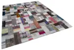 Chaput Patchwork Multi Renk Pamuk Üzerine Yün El Dokuma Kilim-245x306 - Görsel 2