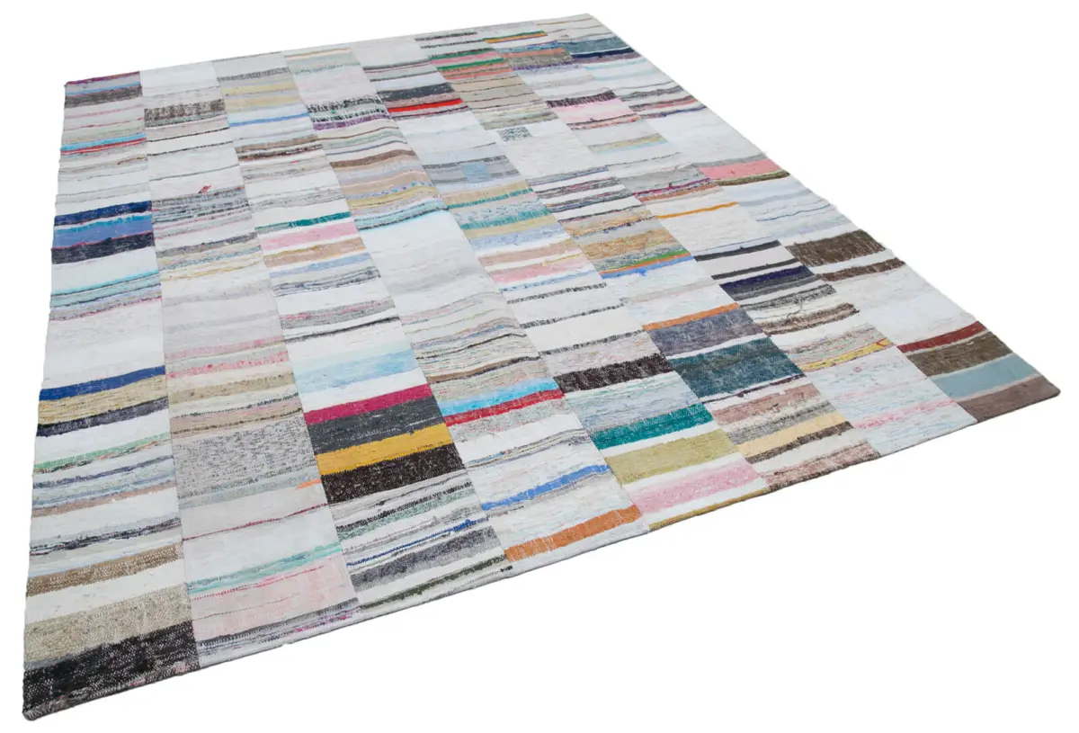 Chaput Patchwork Multi Renk Pamuk Üzerine Yün El Dokuma Kilim-250x298 - Görsel 2