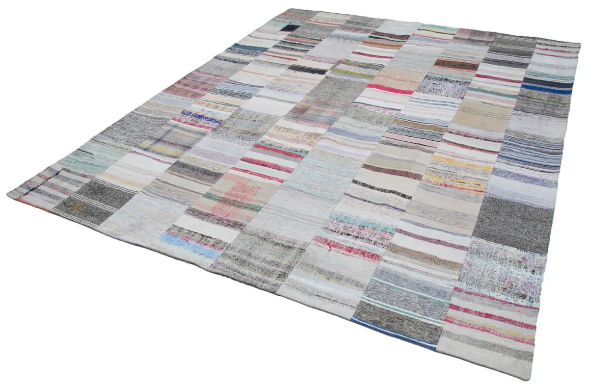 Chaput Patchwork Multi Renk Pamuk Üzerine Yün El Dokuma Kilim-248x307 - Görsel 3
