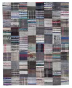 Chaput Patchwork Multi Renk Pamuk Üzerine Yün El Dokuma Kilim-240x300