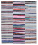 Chaput Patchwork Multi Renk Pamuk Üzerine Yün El Dokuma Kilim-244x300