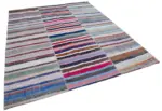 Chaput Patchwork Multi Renk Pamuk Üzerine Yün El Dokuma Kilim-244x300 - Görsel 2