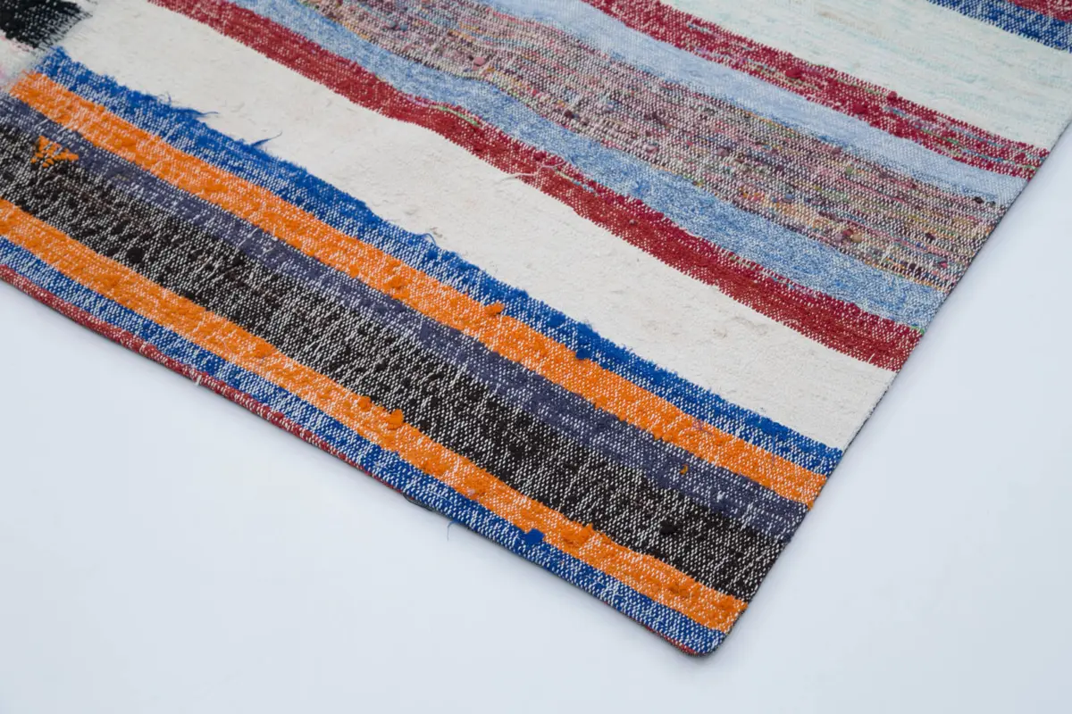Chaput Patchwork Multi Renk Pamuk Üzerine Yün El Dokuma Kilim-244x300 - Görsel 4
