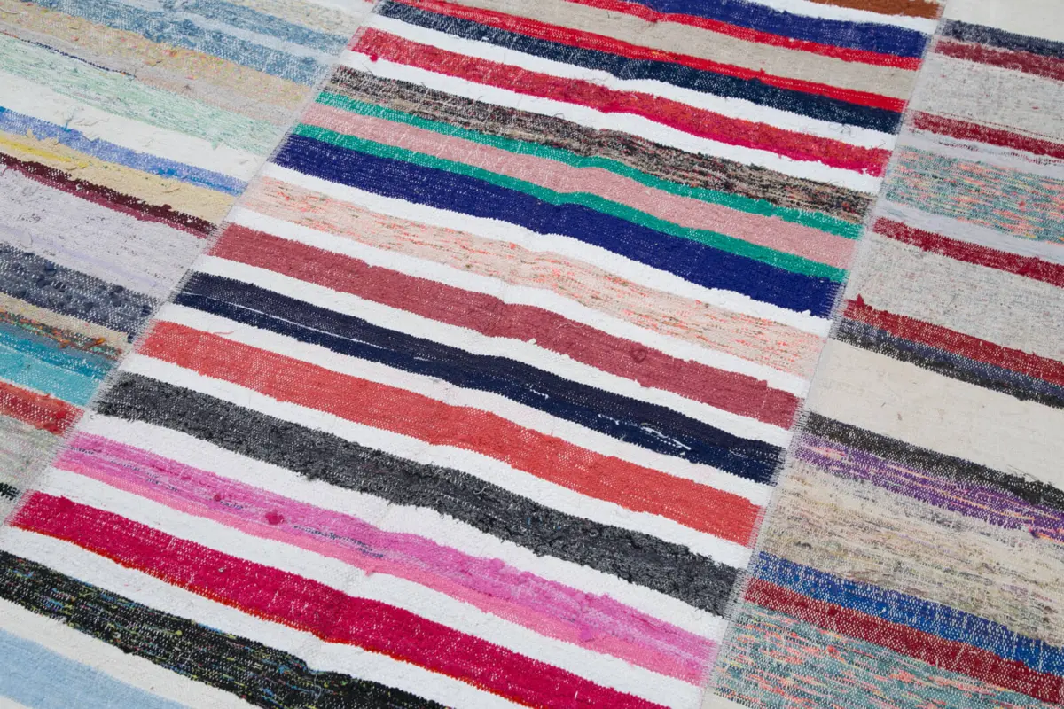 Chaput Patchwork Multi Renk Pamuk Üzerine Yün El Dokuma Kilim-244x300 - Görsel 6