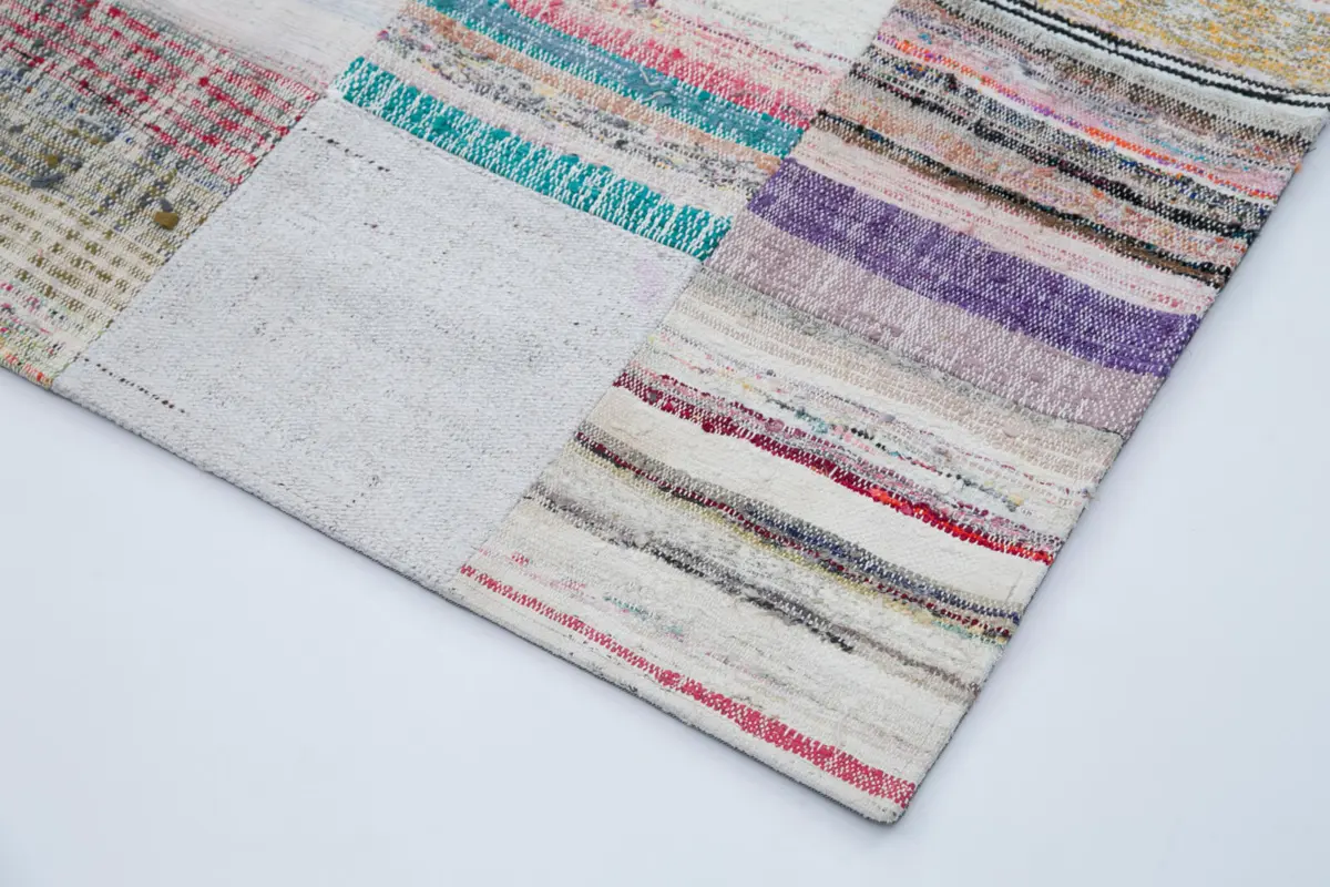 Chaput Patchwork Multi Renk Pamuk Üzerine Yün El Dokuma Kilim-249x303 - Görsel 4