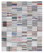 Chaput Patchwork Multi Renk Pamuk Üzerine Yün El Dokuma Kilim-248x304