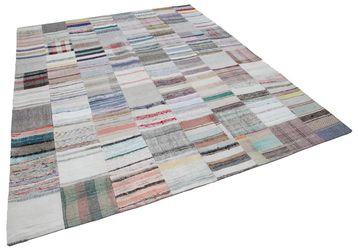 Chaput Patchwork Multi Renk Pamuk Üzerine Yün El Dokuma Kilim-248x304 - Görsel 2