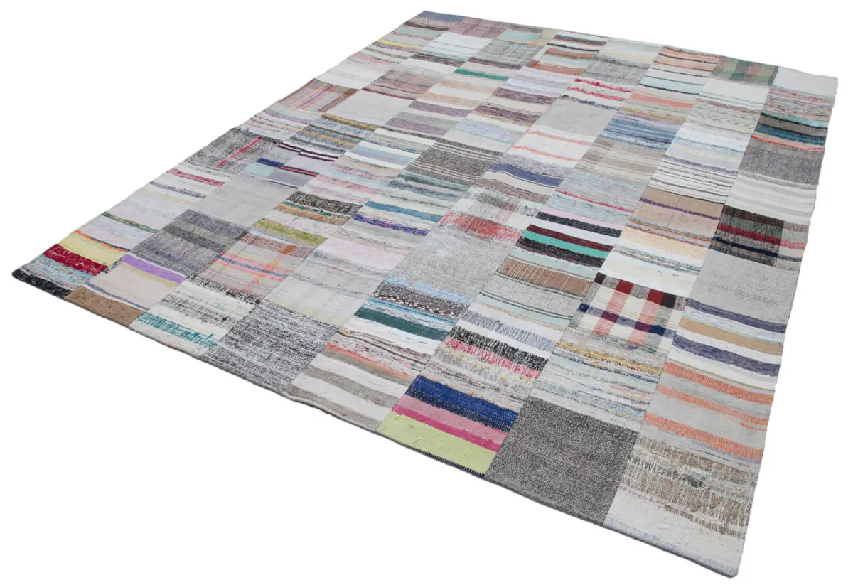 Chaput Patchwork Multi Renk Pamuk Üzerine Yün El Dokuma Kilim-248x304 - Görsel 3