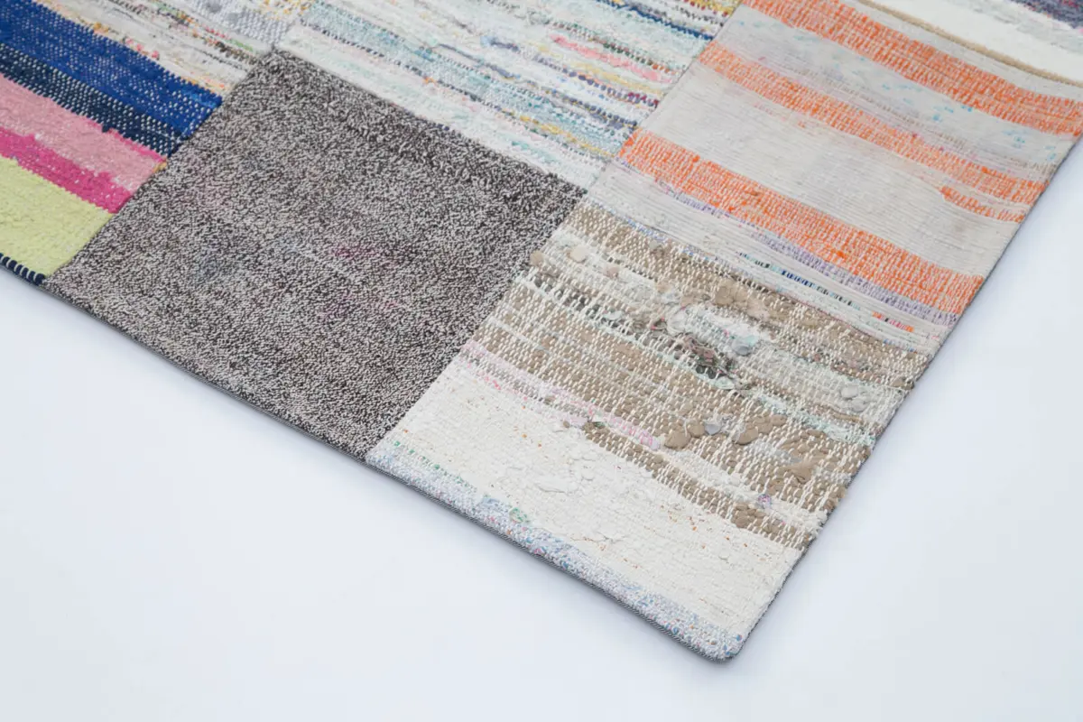 Chaput Patchwork Multi Renk Pamuk Üzerine Yün El Dokuma Kilim-248x304 - Görsel 4