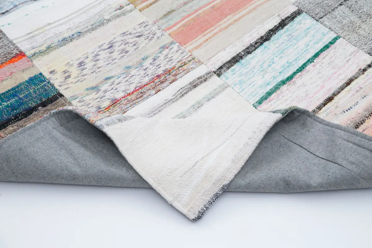 Chaput Patchwork Multi Renk Pamuk Üzerine Yün El Dokuma Kilim-248x304 - Görsel 5