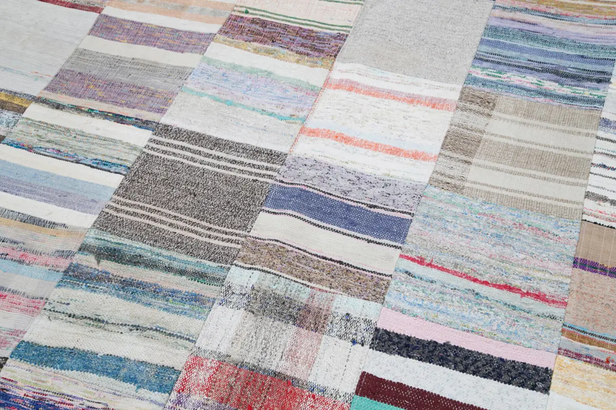 Chaput Patchwork Multi Renk Pamuk Üzerine Yün El Dokuma Kilim-248x304 - Görsel 6