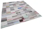 Chaput Patchwork Multi Renk Pamuk Üzerine Yün El Dokuma Kilim-249x305 - Görsel 2