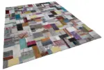 Chaput Patchwork Multi Renk Pamuk Üzerine Yün El Dokuma Kilim-250x305 - Görsel 2