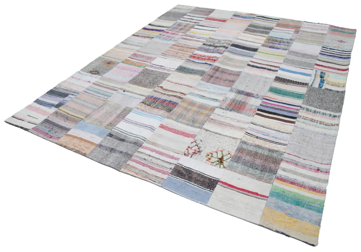 Chaput Patchwork Multi Renk Pamuk Üzerine Yün El Dokuma Kilim-248x304 - Görsel 3