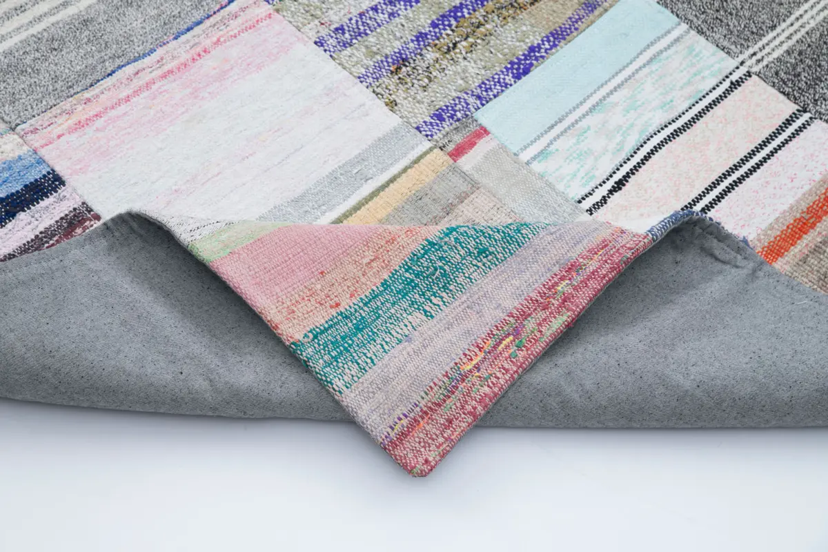 Chaput Patchwork Multi Renk Pamuk Üzerine Yün El Dokuma Kilim-248x304 - Görsel 5