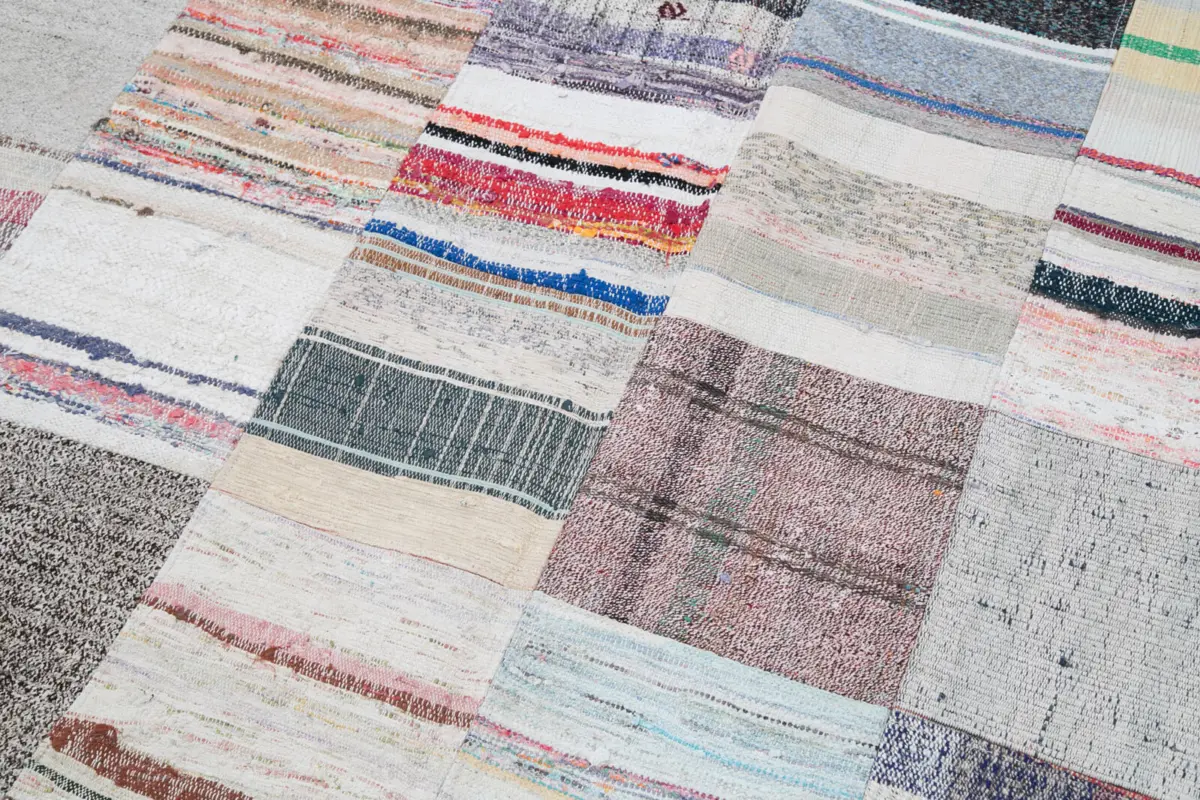 Chaput Patchwork Multi Renk Pamuk Üzerine Yün El Dokuma Kilim-248x304 - Görsel 6