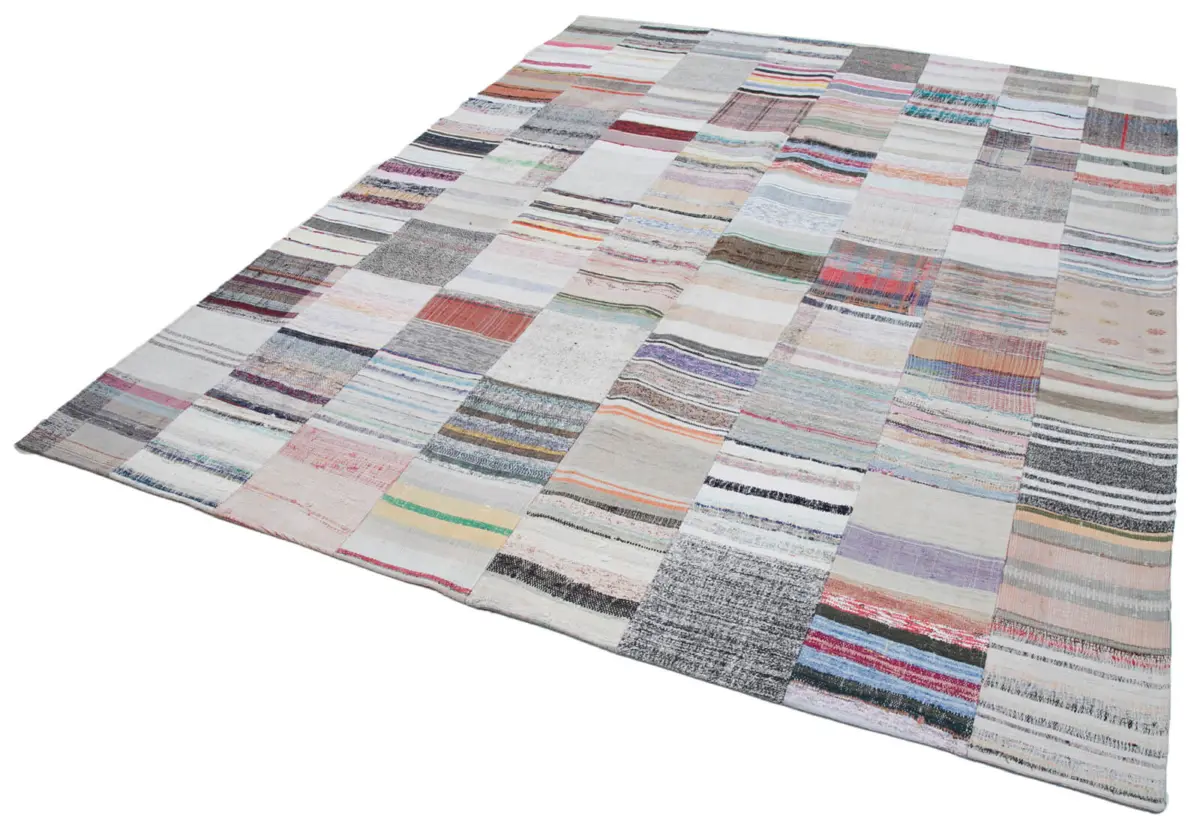 Chaput Patchwork Multi Renk Pamuk Üzerine Yün El Dokuma Kilim-248x306 - Görsel 3