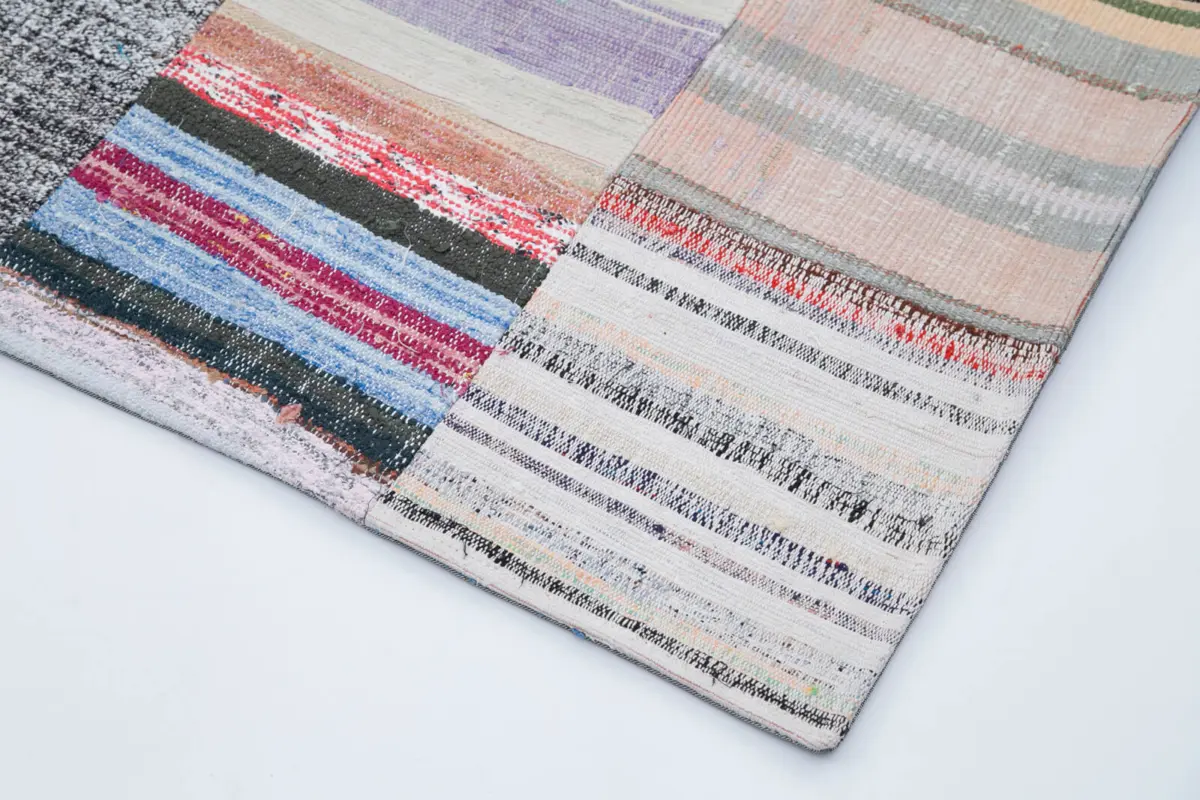 Chaput Patchwork Multi Renk Pamuk Üzerine Yün El Dokuma Kilim-248x306 - Görsel 4