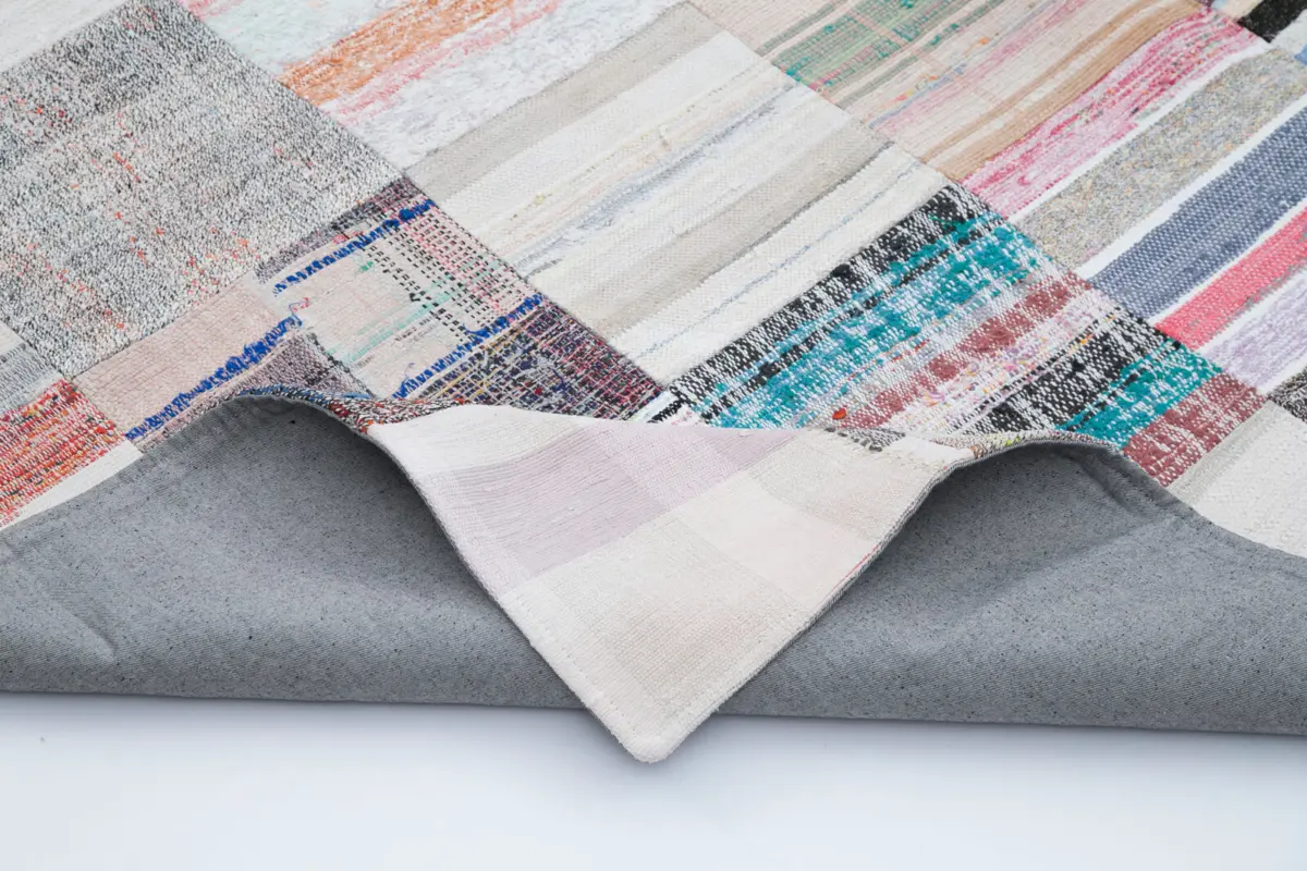 Chaput Patchwork Multi Renk Pamuk Üzerine Yün El Dokuma Kilim-248x306 - Görsel 5