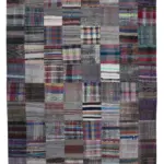 Chaput Patchwork Multi Renk Pamuk Üzerine Yün El Dokuma Kilim-237x299