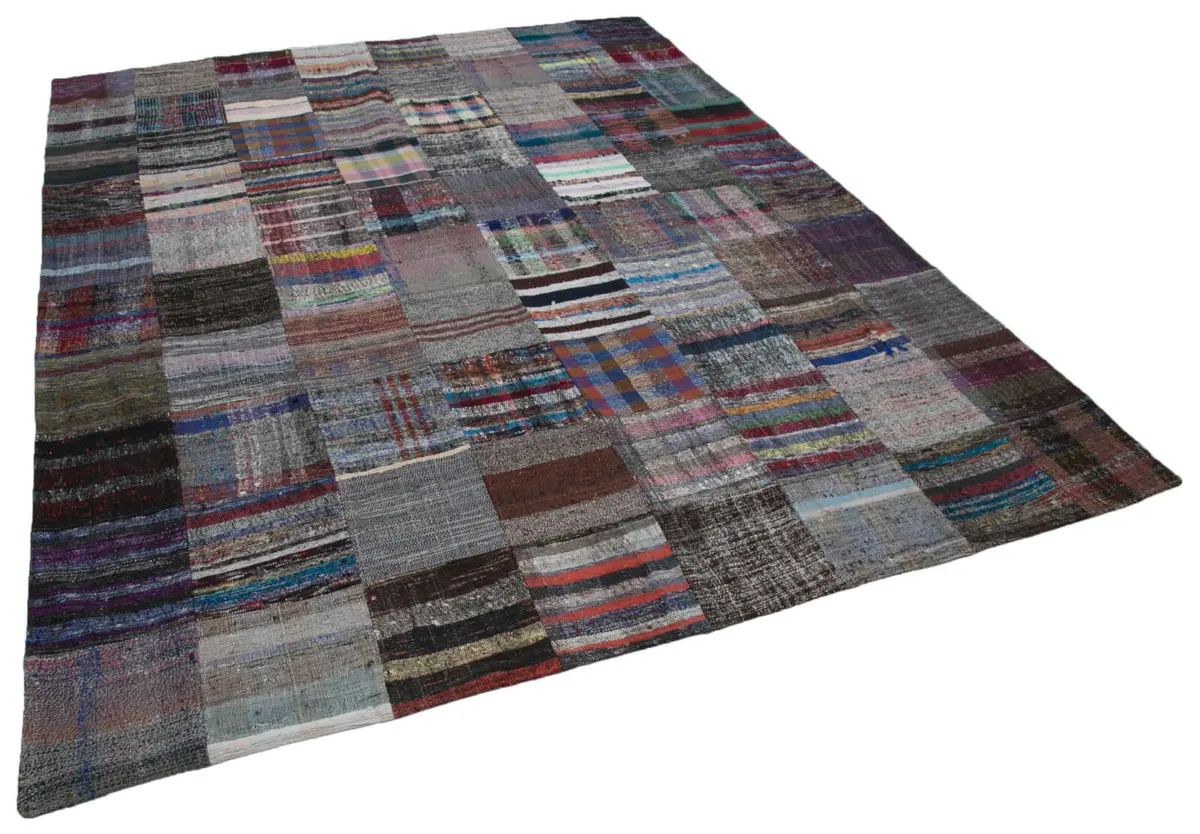 Chaput Patchwork Multi Renk Pamuk Üzerine Yün El Dokuma Kilim-237x299 - Görsel 2