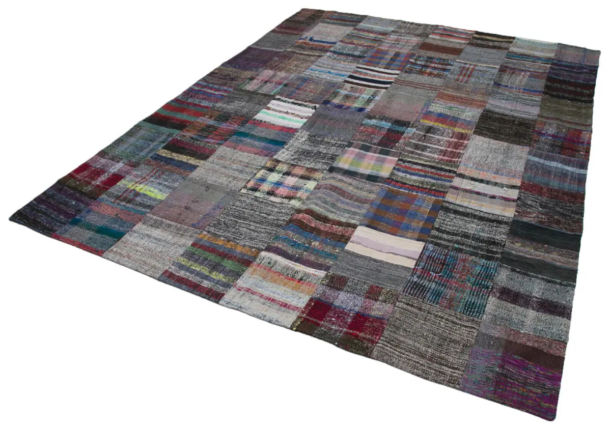 Chaput Patchwork Multi Renk Pamuk Üzerine Yün El Dokuma Kilim-237x299 - Görsel 3