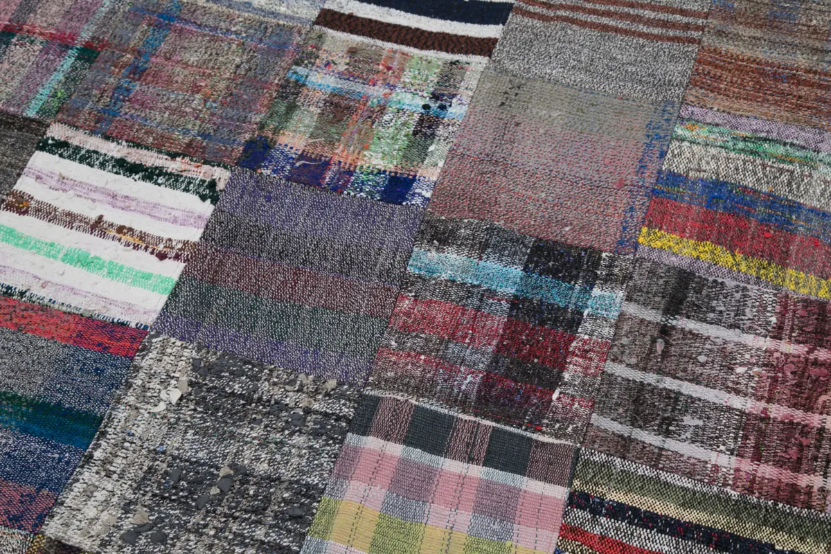 Chaput Patchwork Multi Renk Pamuk Üzerine Yün El Dokuma Kilim-237x299 - Görsel 6