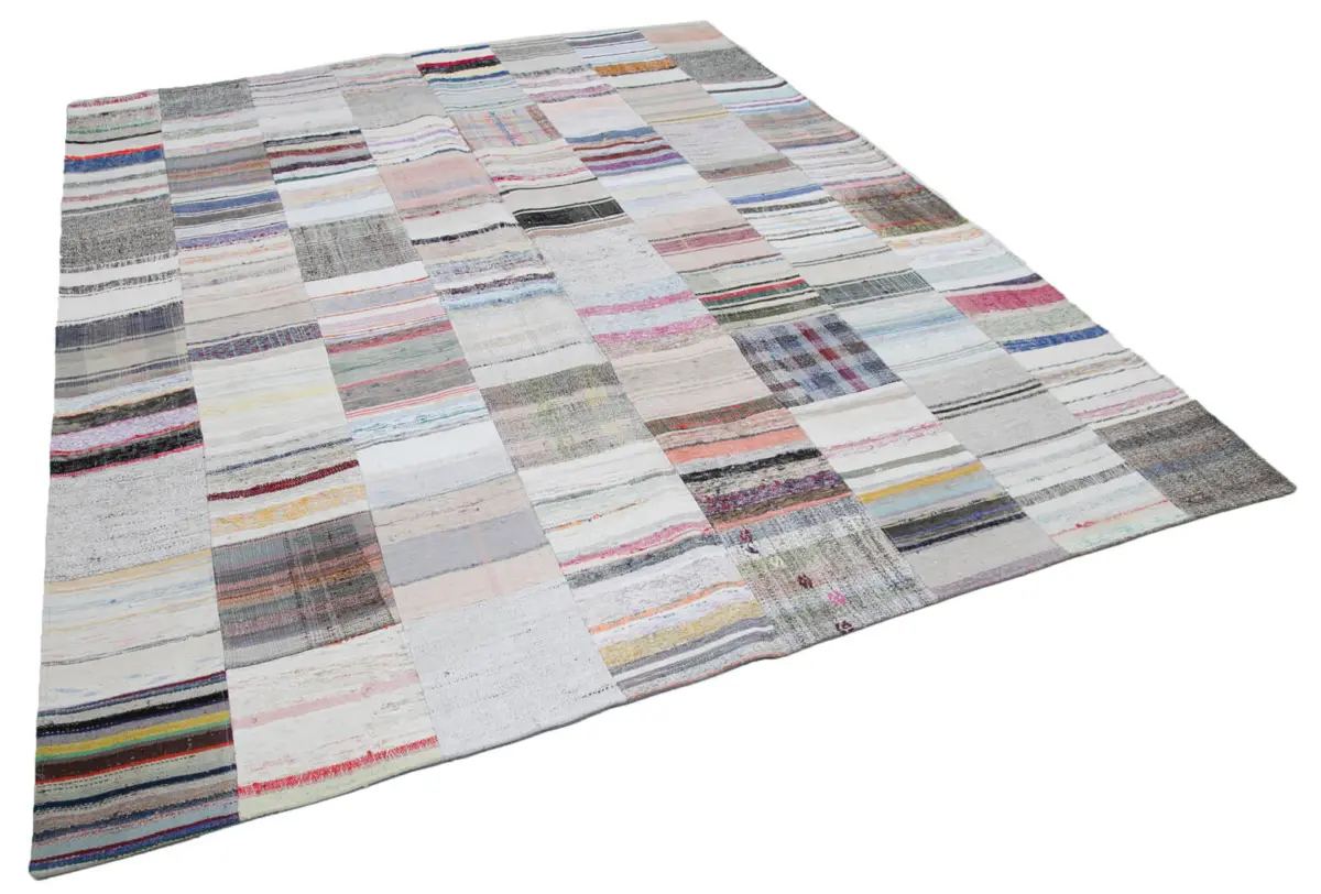 Chaput Patchwork Multi Renk Pamuk Üzerine Yün El Dokuma Kilim-248x304 - Görsel 2
