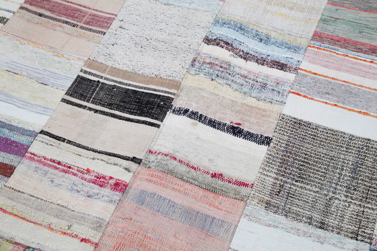 Chaput Patchwork Multi Renk Pamuk Üzerine Yün El Dokuma Kilim-248x304 - Görsel 6