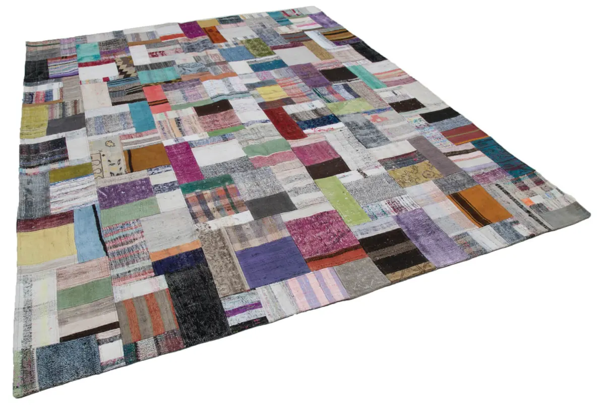 Chaput Patchwork Multi Renk Pamuk Üzerine Yün El Dokuma Kilim-251x305 - Görsel 2