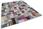 Chaput Patchwork Multi Renk Pamuk Üzerine Yün El Dokuma Kilim-251x305 - Görsel 2