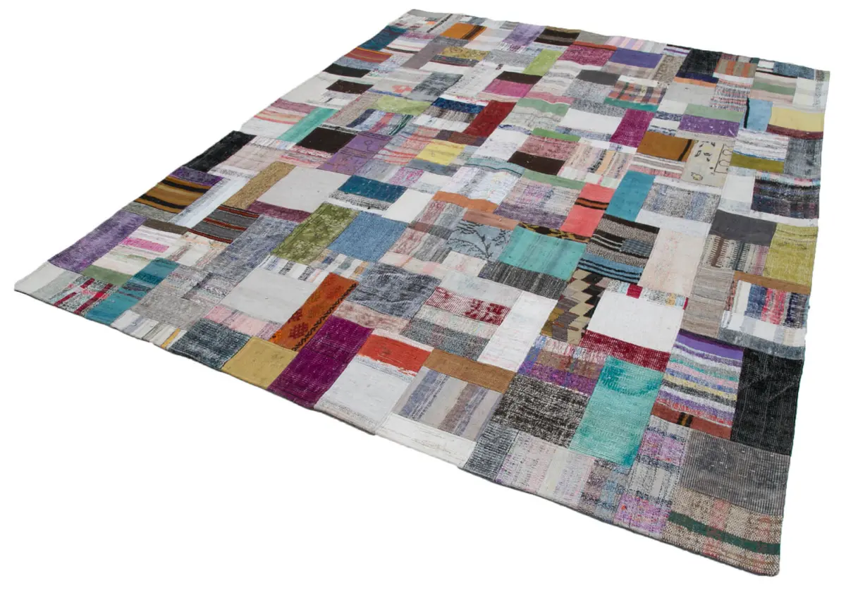 Chaput Patchwork Multi Renk Pamuk Üzerine Yün El Dokuma Kilim-251x305 - Görsel 3