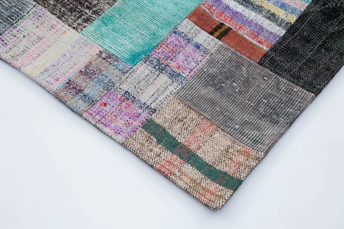 Chaput Patchwork Multi Renk Pamuk Üzerine Yün El Dokuma Kilim-251x305 - Görsel 4
