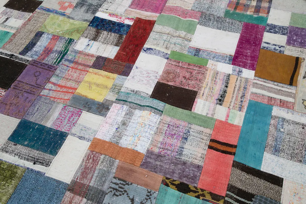 Chaput Patchwork Multi Renk Pamuk Üzerine Yün El Dokuma Kilim-251x305 - Görsel 6