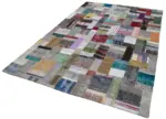Chaput Patchwork Multi Renk Pamuk Üzerine Yün El Dokuma Kilim-200x300 - Görsel 3