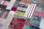 Chaput Patchwork Multi Renk Pamuk Üzerine Yün El Dokuma Kilim-200x300 - Görsel 6